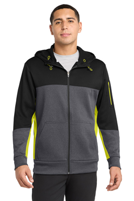 Sport-Tek® Tech Fleece Colorblock Full-Zip Hooded Jacket